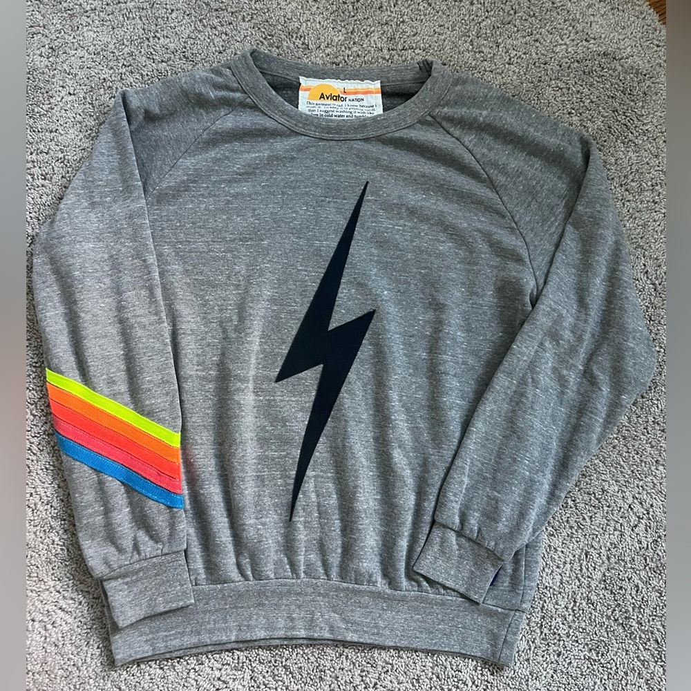 Aviator Nation Bolt Chevron Stripe Sweatshirt